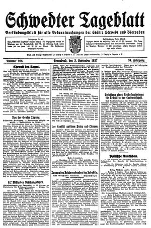 Schwedter Tageblatt vom 03.09.1927