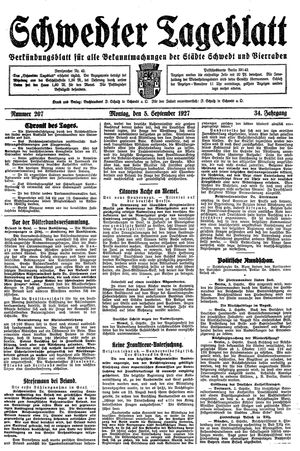 Schwedter Tageblatt vom 05.09.1927