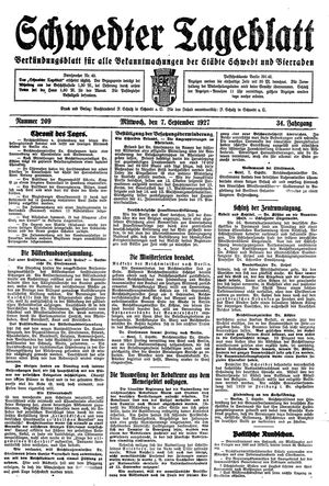 Schwedter Tageblatt vom 07.09.1927