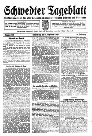 Schwedter Tageblatt vom 08.09.1927