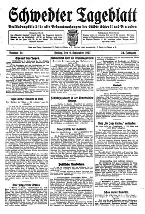 Schwedter Tageblatt vom 09.09.1927