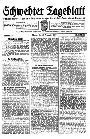 Schwedter Tageblatt vom 12.09.1927