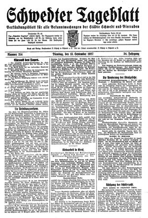 Schwedter Tageblatt vom 13.09.1927