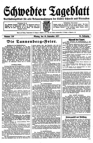 Schwedter Tageblatt vom 19.09.1927