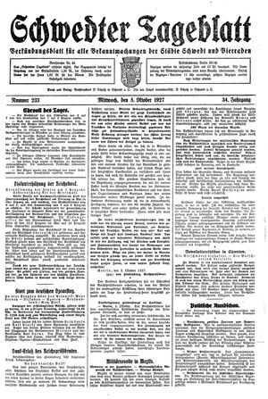 Schwedter Tageblatt vom 05.10.1927