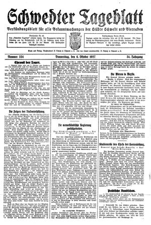Schwedter Tageblatt vom 06.10.1927
