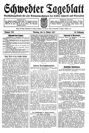 Schwedter Tageblatt vom 11.10.1927