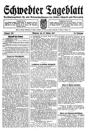 Schwedter Tageblatt vom 12.10.1927