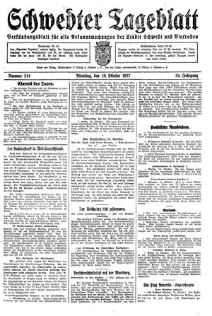 Schwedter Tageblatt vom 18.10.1927