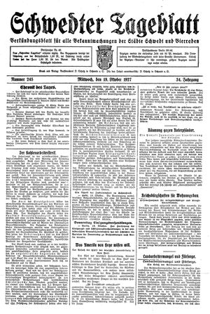 Schwedter Tageblatt vom 19.10.1927