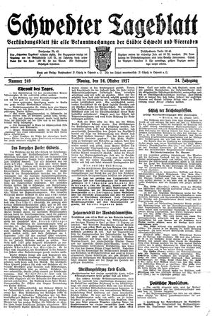 Schwedter Tageblatt vom 24.10.1927