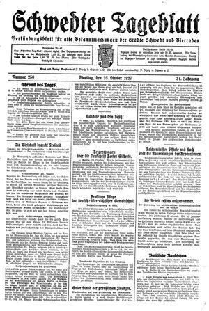 Schwedter Tageblatt vom 25.10.1927