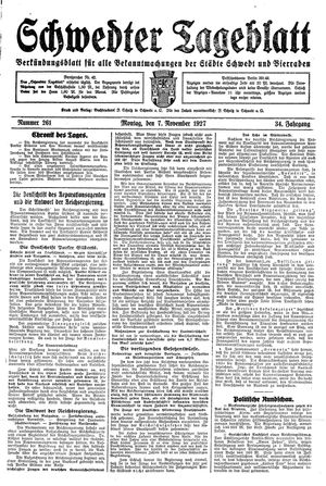 Schwedter Tageblatt vom 07.11.1927