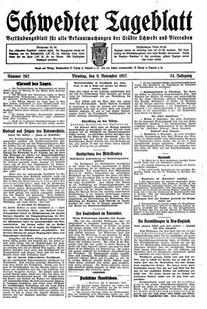 Schwedter Tageblatt vom 08.11.1927