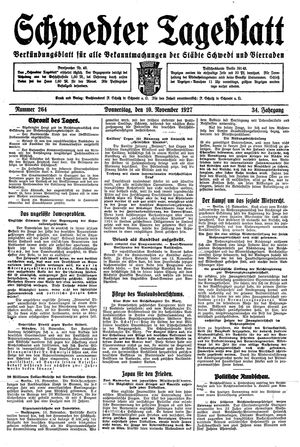 Schwedter Tageblatt vom 10.11.1927