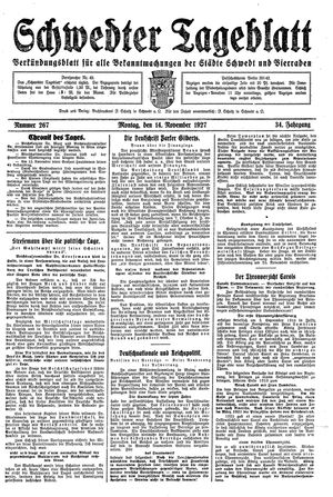 Schwedter Tageblatt vom 14.11.1927