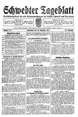 Schwedter Tageblatt vom 19.11.1927