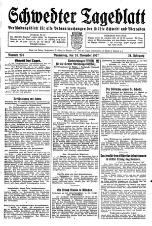 Schwedter Tageblatt vom 24.11.1927