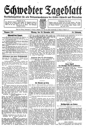 Schwedter Tageblatt vom 28.11.1927