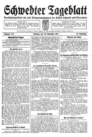 Schwedter Tageblatt vom 29.11.1927