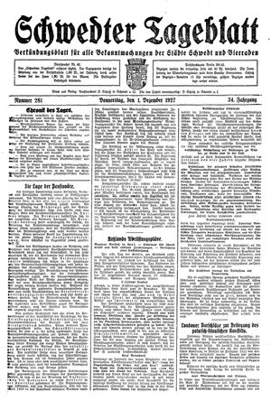 Schwedter Tageblatt vom 01.12.1927