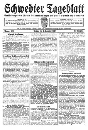 Schwedter Tageblatt vom 02.12.1927
