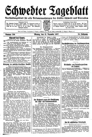 Schwedter Tageblatt vom 12.12.1927