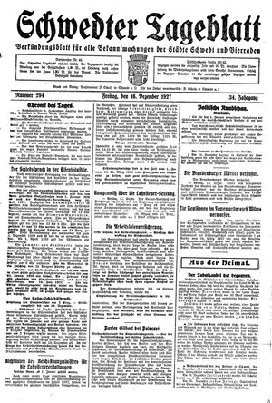 Schwedter Tageblatt vom 16.12.1927