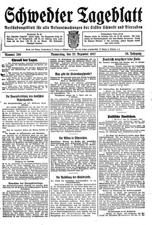 Schwedter Tageblatt vom 22.12.1927