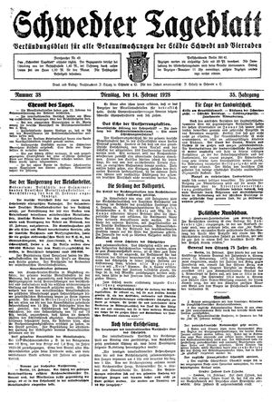 Schwedter Tageblatt vom 14.02.1928