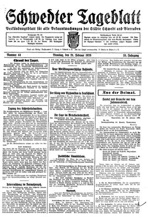 Schwedter Tageblatt vom 21.02.1928
