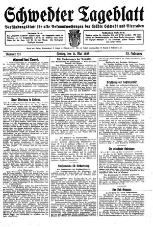 Schwedter Tageblatt on May 11, 1928