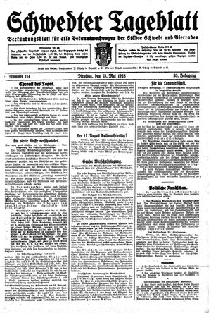 Schwedter Tageblatt on May 15, 1928