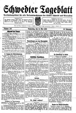 Schwedter Tageblatt on May 31, 1928
