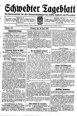 Schwedter Tageblatt vom 26.06.1928