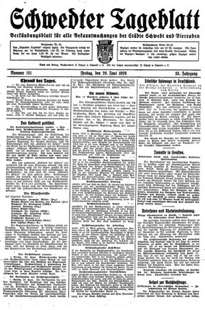 Schwedter Tageblatt vom 29.06.1928