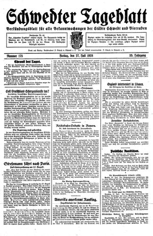 Schwedter Tageblatt vom 27.07.1928