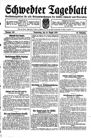 Schwedter Tageblatt vom 16.08.1928