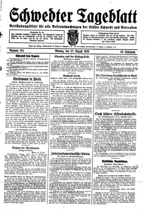 Schwedter Tageblatt vom 27.08.1928