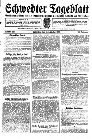 Schwedter Tageblatt vom 13.09.1928