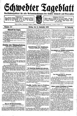 Schwedter Tageblatt vom 14.09.1928