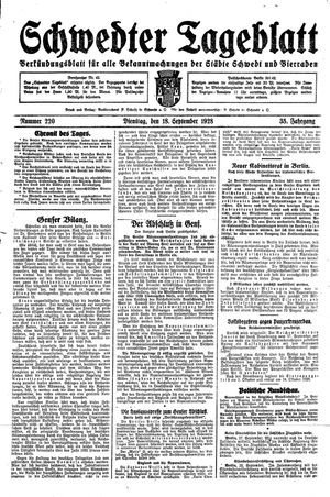 Schwedter Tageblatt vom 18.09.1928