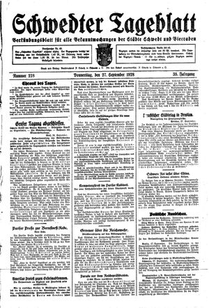 Schwedter Tageblatt vom 27.09.1928