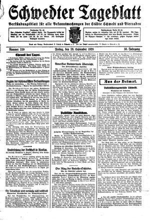 Schwedter Tageblatt vom 28.09.1928
