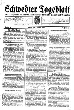 Schwedter Tageblatt vom 03.01.1930