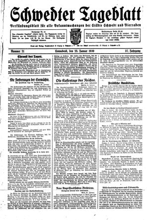 Schwedter Tageblatt vom 25.01.1930