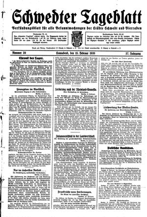 Schwedter Tageblatt vom 15.02.1930