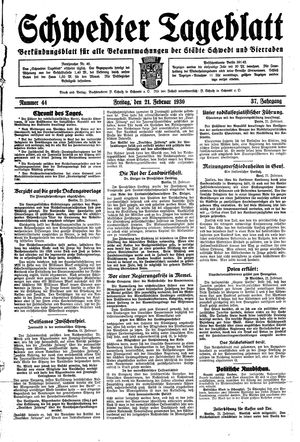Schwedter Tageblatt vom 21.02.1930