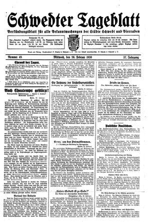 Schwedter Tageblatt vom 26.02.1930