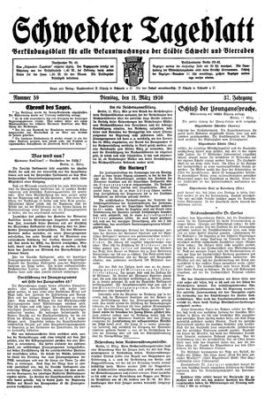 Schwedter Tageblatt vom 11.03.1930